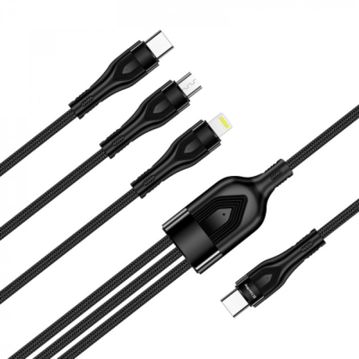 Дата кабель USB-C to Lightning + Micro 5P + USB-C 1.2m 3.0A (PD60W data) Black ColorWay (CW-CBPDU3060-BK)