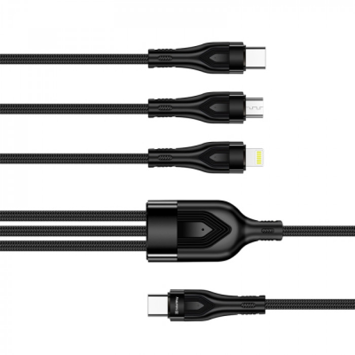 Дата кабель USB-C to Lightning + Micro 5P + USB-C 1.2m 3.0A (PD60W data) Black ColorWay (CW-CBPDU3060-BK)