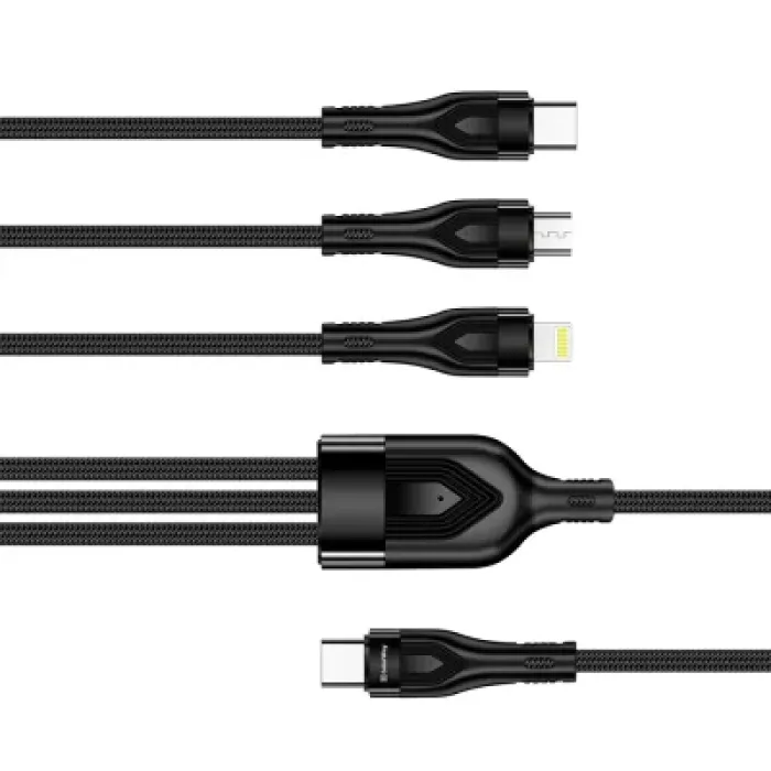 Дата кабель USB-C to Lightning + Micro 5P + USB-C 1.2m 3.0A (PD60W data) Black ColorWay (CW-CBPDU3060-BK)