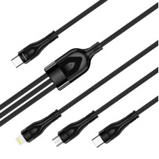 Дата кабель USB-C to Lightning + Micro 5P + USB-C 1.2m 3.0A (PD60W data) Black ColorWay (CW-CBPDU3060-BK)