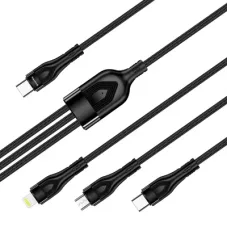 Дата кабель USB-C to Lightning + Micro 5P + USB-C 1.2m 3.0A (PD60W data) Black ColorWay (CW-CBPDU3060-BK)