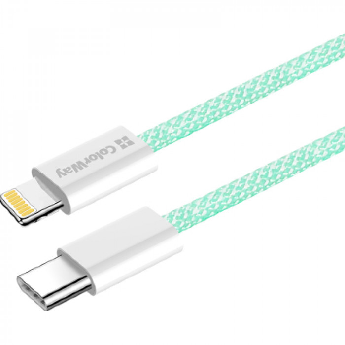 Дата кабель USB-C to Lightning 1.0m 27W green ColorWay (CW-CBPDCL061-G)