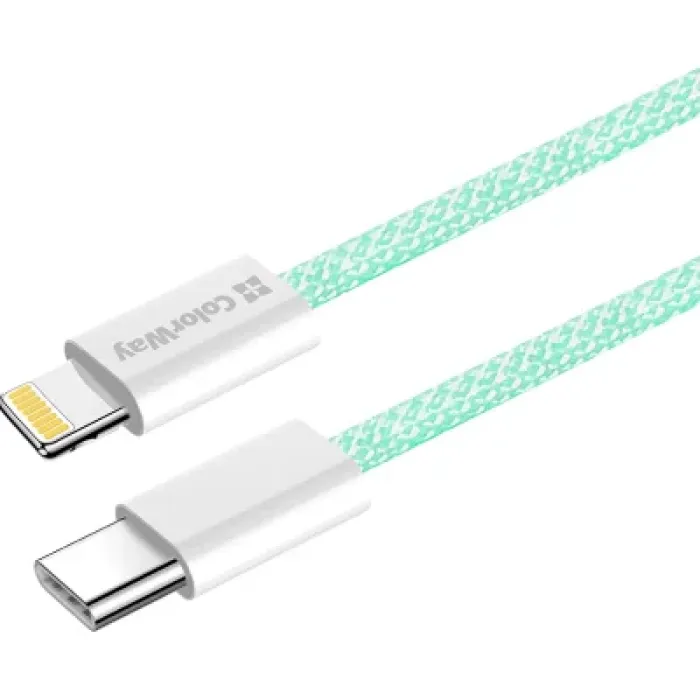 Дата кабель USB-C to Lightning 1.0m 27W green ColorWay (CW-CBPDCL061-G)