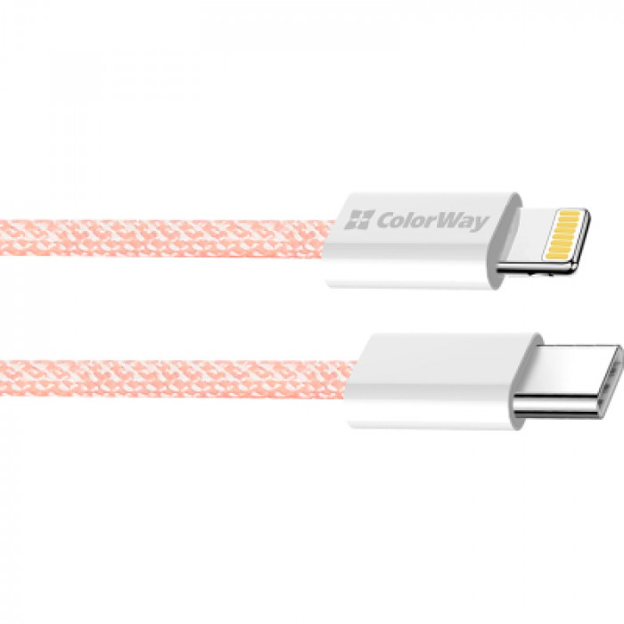 Дата кабель USB-C to Lightning 1.0m 27W pink ColorWay (CW-CBPDCL061-P)