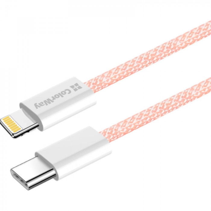 Дата кабель USB-C to Lightning 1.0m 27W pink ColorWay (CW-CBPDCL061-P)
