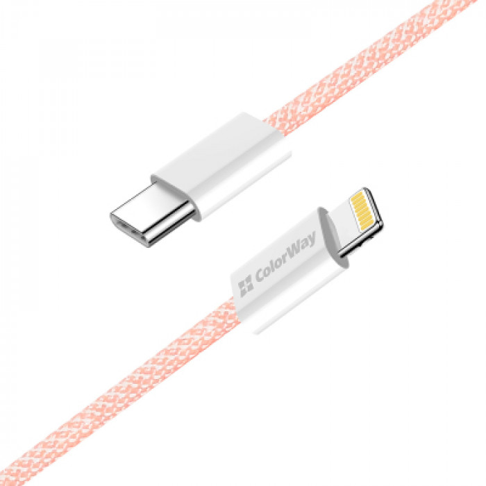 Дата кабель USB-C to Lightning 1.0m 27W pink ColorWay (CW-CBPDCL061-P)