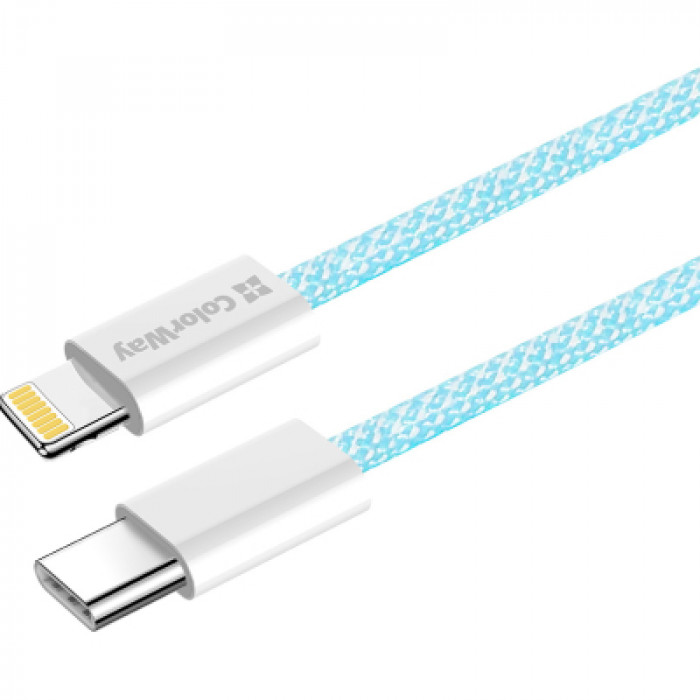 Дата кабель USB-C to Lightning 1.0m 27W blue ColorWay (CW-CBPDCL061-BL)