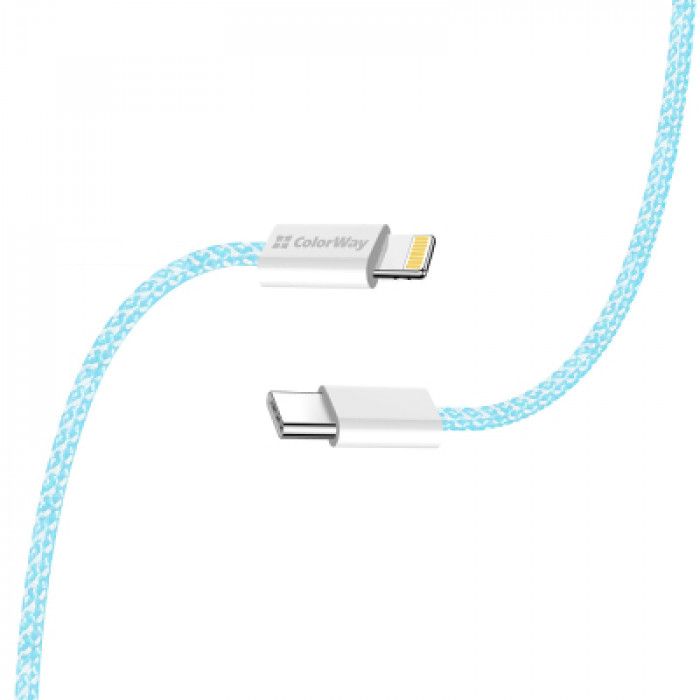 Дата кабель USB-C to Lightning 1.0m 27W blue ColorWay (CW-CBPDCL061-BL)