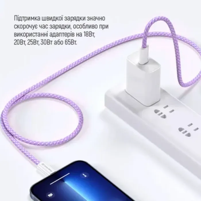 Дата USB-C кабель USB-C 1.0m 60W 3.0А purple ColorWay (CW-CBPDCC061-PU)