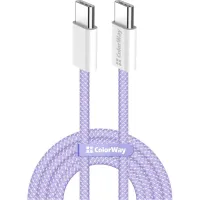 Дата USB-C кабель USB-C 1.0m 60W 3.0А purple ColorWay (CW-CBPDCC061-PU)