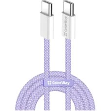 Дата USB-C кабель USB-C 1.0m 60W 3.0А purple ColorWay (CW-CBPDCC061-PU)