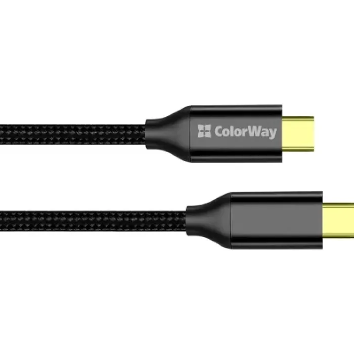 Дата USB-C кабель USB-C 1.0m USB3.2 (20Gbps 4K PD100W) Gen2 5А black ColorWay (CW-CBPDCC062-BK)
