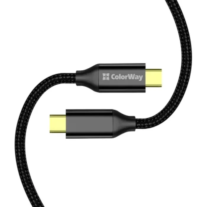 Дата USB-C кабель USB-C 1.0m USB3.2 (20Gbps 4K PD100W) Gen2 5А black ColorWay (CW-CBPDCC062-BK)