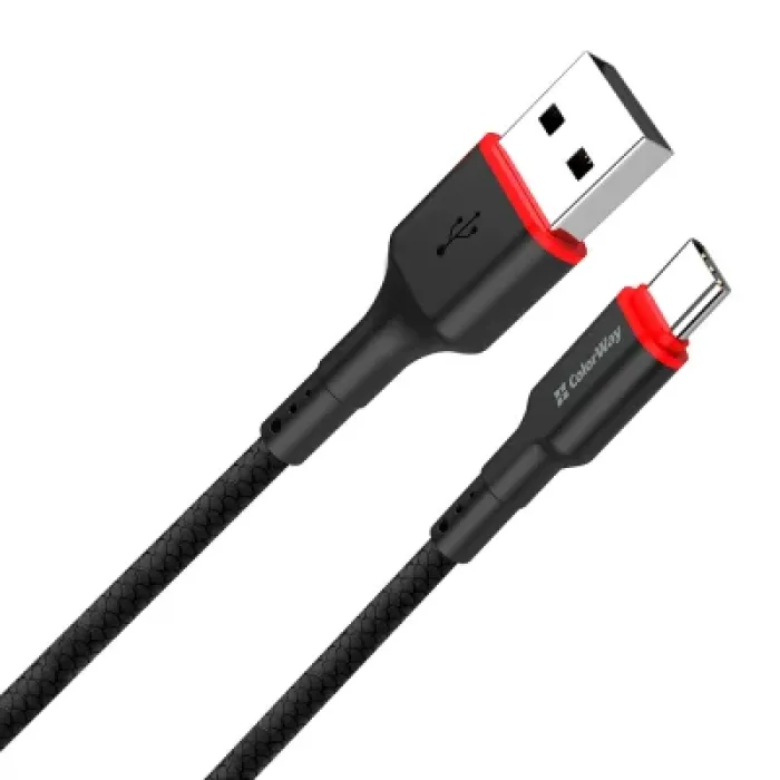 Дата кабель USB 2.0 до USB-C 1.0m 2.4А black ColorWay (CW-CBUC064-BK)