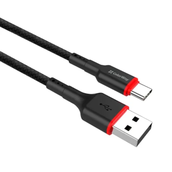 Дата кабель USB 2.0 до USB-C 1.0m 2.4А black ColorWay (CW-CBUC064-BK)