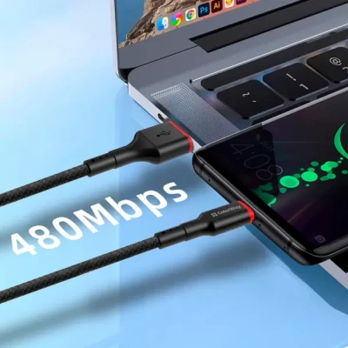 Дата кабель USB 2.0 до USB-C 1.0m 2.4А black ColorWay (CW-CBUC064-BK)