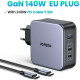 Зарядний пристрій Ugreen 3xUSB 140W (2хUSB-C+USB-A) Gan CD289 with C to C Cable 1.5m (90549)