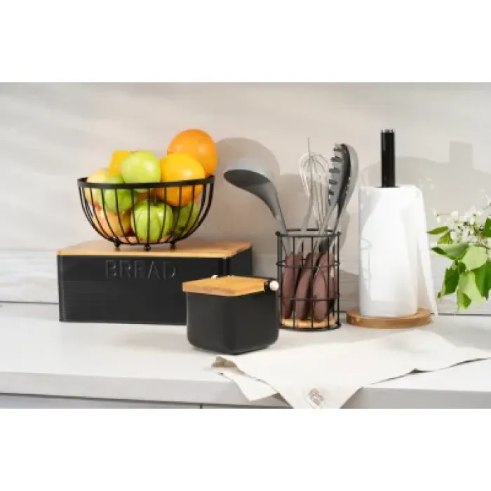 Фруктовниця ARDESTO Midori 25х25х13см, метал, дерево, чорний (AR0904B)