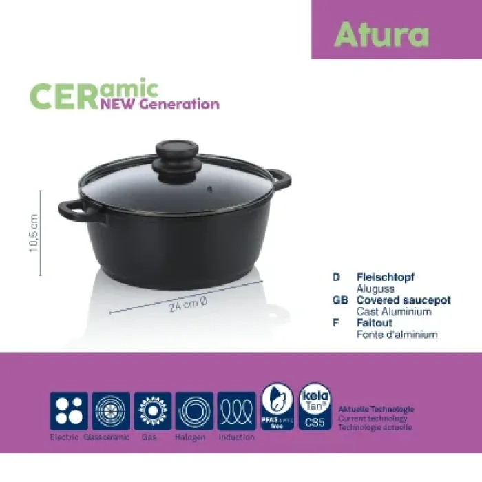 Каструля Kela Atura, з кришкою 24 см, 3.2 л (15171)