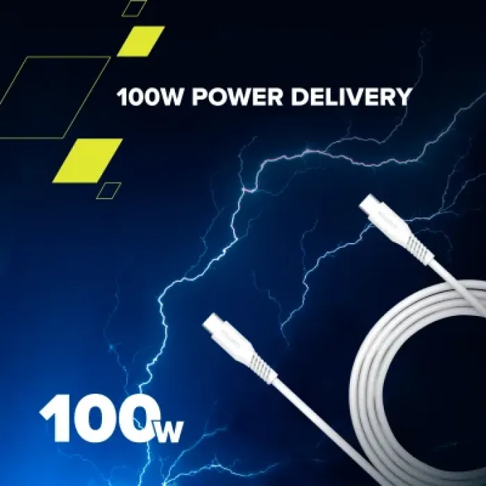 Дата USB-C кабель USB-C 1.2m CC100SC 100W White Canyon (CNS-CC100SC12W)