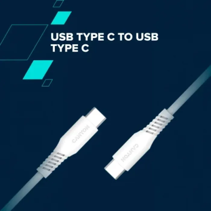 Дата USB-C кабель USB-C 2.0m CC60SC 60W White Canyon (CNS-CC60SC20W)