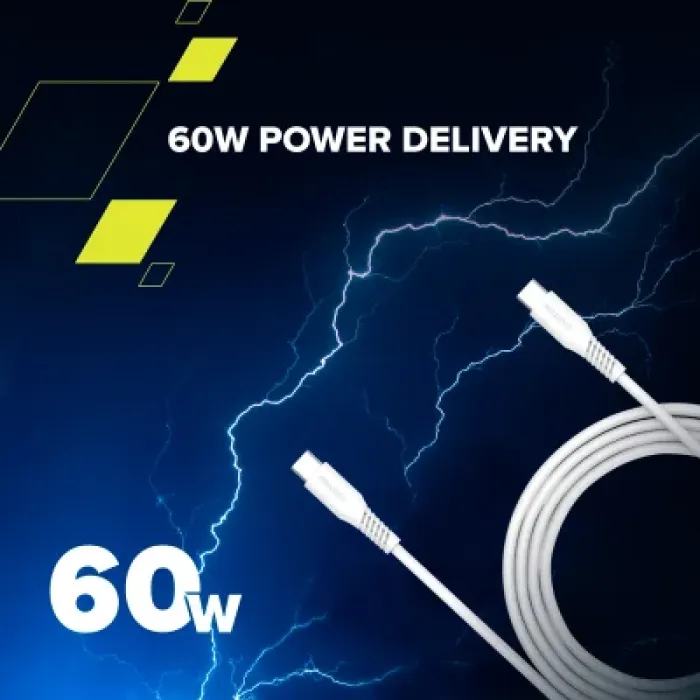 Дата USB-C кабель USB-C 2.0m CC60SC 60W White Canyon (CNS-CC60SC20W)