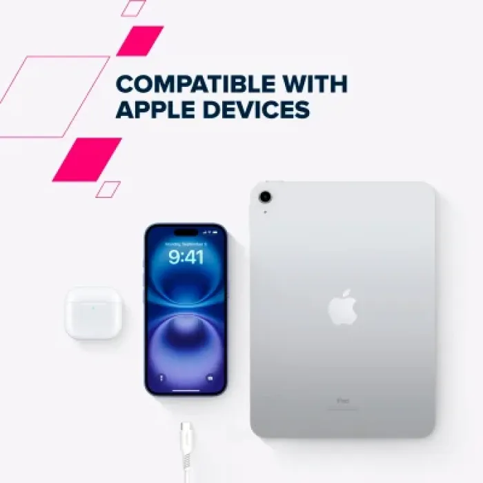 Дата USB-C кабель USB-C 2.0m CC60SC 60W White Canyon (CNS-CC60SC20W)
