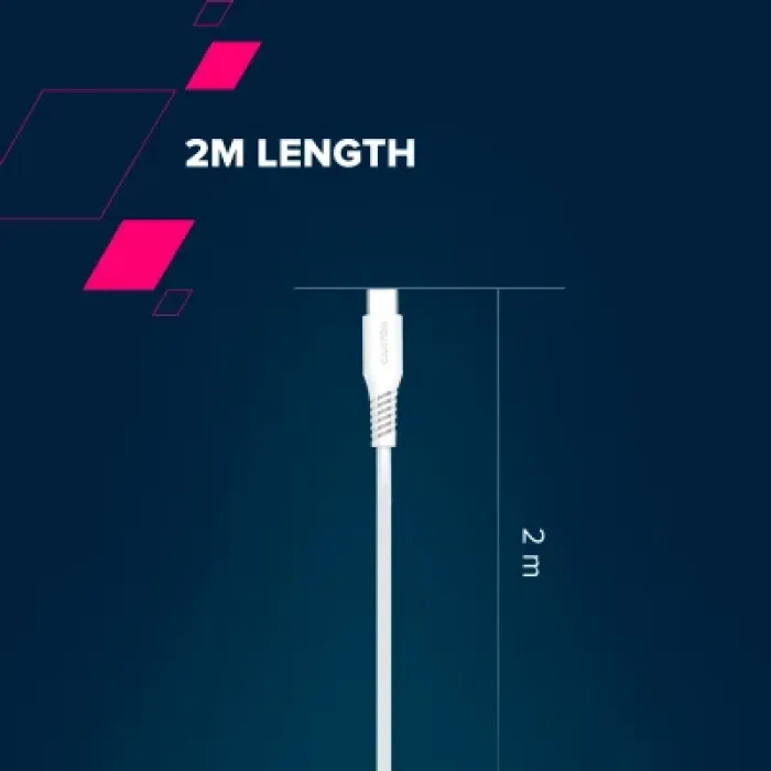 Дата USB-C кабель USB-C 2.0m CC60SC 60W White Canyon (CNS-CC60SC20W)