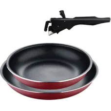 Набір сковорідок Bergner Click & cook, зі знімною ручкою, 22/26 см, червоний (BG-31605-RD)