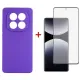 Чохол до мобільного телефона Dengos Kit Xiaomi Redmi Note 14 Pro case Carbon + glass (Purple) (DG-KM-130)