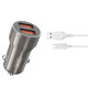 Зарядний пристрій XO CC48 2.4A/2 USB + microUSB Grey (XO-CC48m-GR)