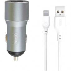 Зарядний пристрій XO TZ09 2.4A/2 USB + cable lightning Grey (XO-TZ09L-GR)