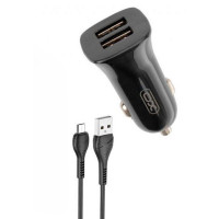 Зарядное устройство XO TZ10 2.4A/2 USB + Micro USB Black (XO-TZ10-MC-BK)