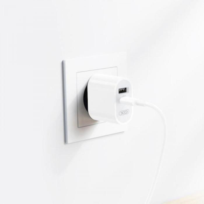 Зарядний пристрій XO L97 (1Type-C/1USB/2.4A) + Type-C - Lightning White (XO-L97-LG)