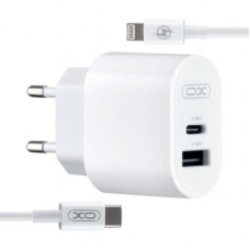 Зарядний пристрій XO L97 (1Type-C/1USB/2.4A) + Type-C - Lightning White (XO-L97-LG)