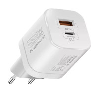 Зарядное устройство Promate 33W USB-C + USB-A (powerport-33.white)