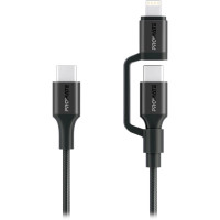 Дата кабель USB-C to USB-C + Lightning black Promate (powerlink-cci.black)