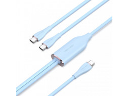 Дата кабель USB-C to 2xUSB-C 1.5m 5.0A Silicone Type Blue Vention (CTMSG)