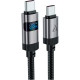 Дата кабель USB-C to USB-C 1.2m 60W digital display C15-03 Black Acefast (6974316283720)
