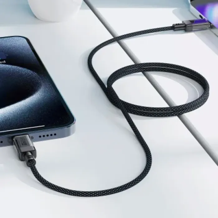Дата кабель USB-C to USB-C 1.2m 60W stainless steel C12-03 Black Acefast (6974316283317)