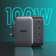 Зарядний пристрій Ugreen 4xUSB 100W (3xUSB-C+USB-A) Gan Tech Fast GAN Charger black CD226 (40747)