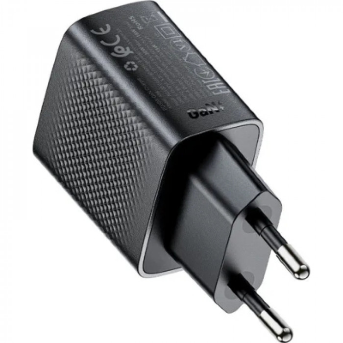 Зарядний пристрій Acefast 2xUSB 30W (USB-C+USB-A) Gan A98 Black (6974316283263)