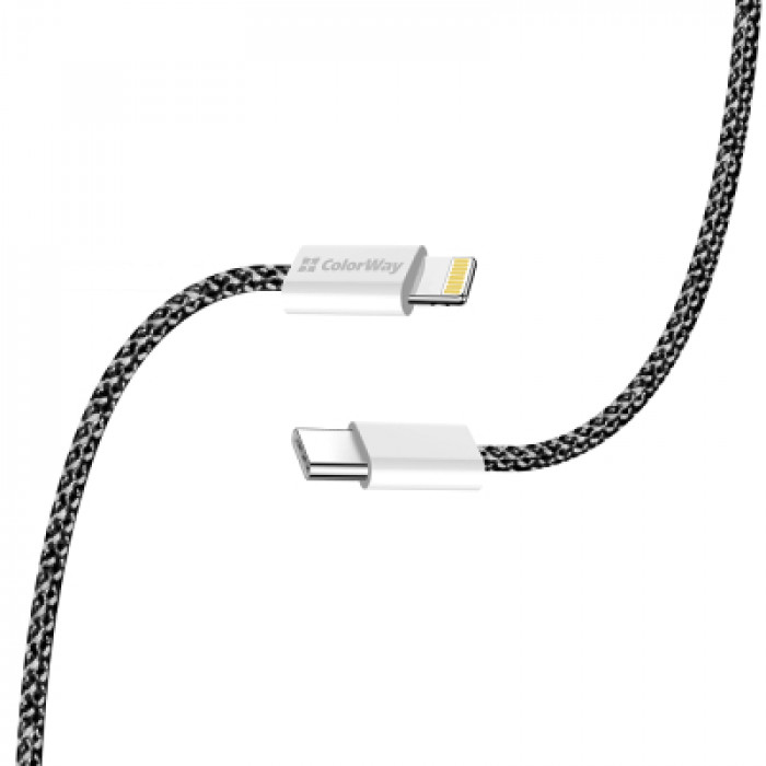 Дата кабель USB-C to Lightning 2.0m 27W PD FC black ColorWay (CW-CBPDCL068-BK)
