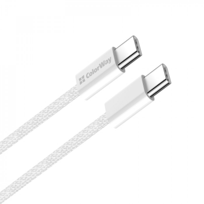 Дата кабель USB-C to USB-C 2.0m (braided cotton) (PD Fast Charging 60W) 3.0А grey ColorWay (CW-CBPDCC068-GR)