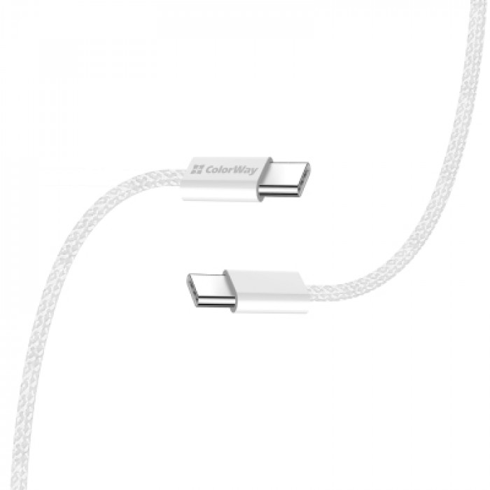 Дата кабель USB-C to USB-C 2.0m (braided cotton) (PD Fast Charging 60W) 3.0А grey ColorWay (CW-CBPDCC068-GR)