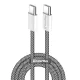 Дата кабель USB-C to USB-C 2.0m (braided cotton) (PD Fast Charging 60W) 3.0А black ColorWay (CW-CBPDCC068-BK)