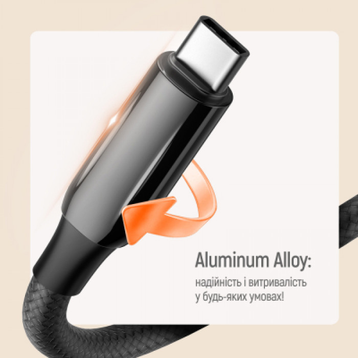 Дата кабель USB-C to USB-C 2.0m (PVC+Aluminum Alloy) (PD Fast Charging 240W) 5А black ColorWay (CW-CBPDCC070-BK)