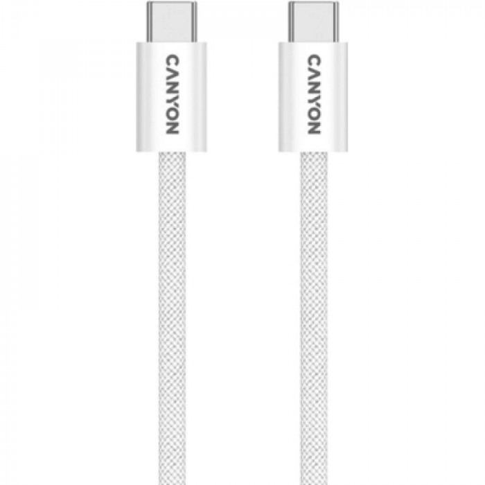 Дата кабель USB-C to USB-C 1.0m 60W Magnet Braided White Canyon (CND-CCMG60AB15W)