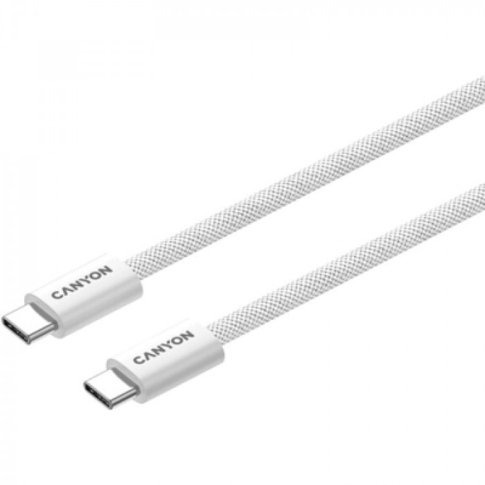 Дата кабель USB-C to USB-C 1.0m 60W Magnet Braided White Canyon (CND-CCMG60AB15W)