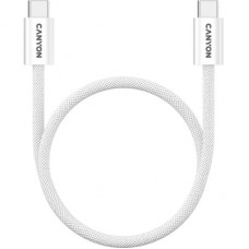 Дата кабель USB-C to USB-C 1.0m 60W Magnet Braided White Canyon (CND-CCMG60AB15W)